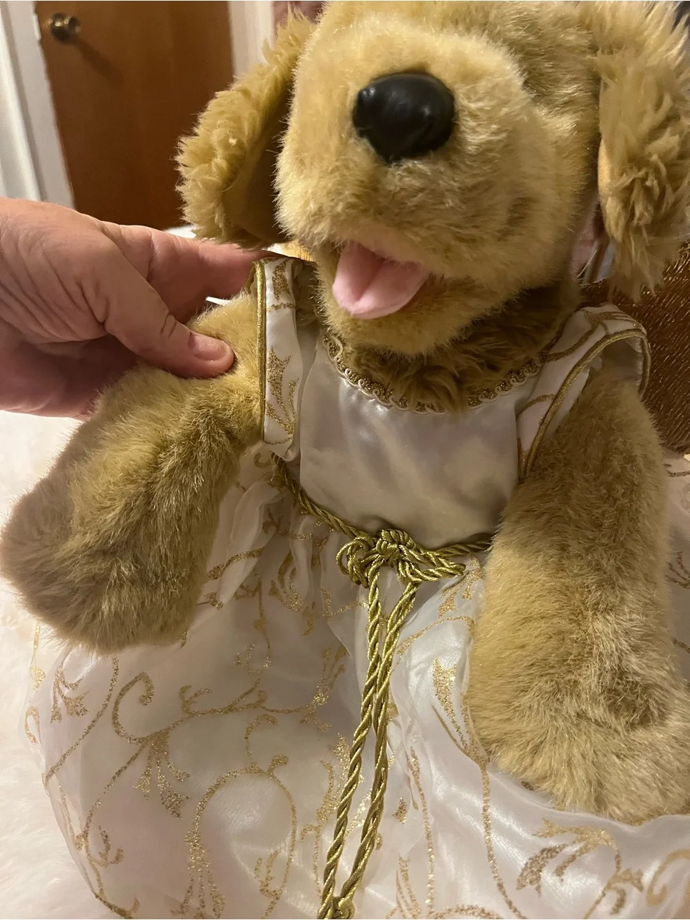 Build-A-Bear Golden Retriever Dog Plush Angel Outfit Wings Halo 3-Piece Set
